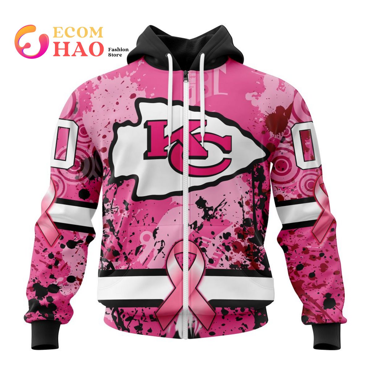 Kansas City Chiefs Cancer Pink Ribbon Sneakers – Best Funny Store