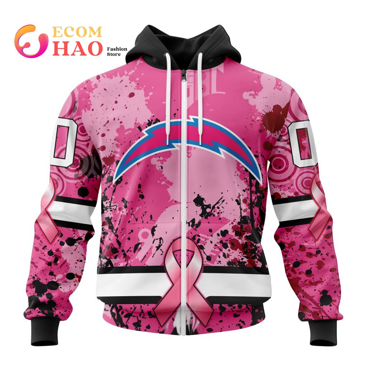 NFL Los Angeles Chargers Specialized Design I Pink I Can! In October We Wear Pink Breast Cancer 3D Hoodie