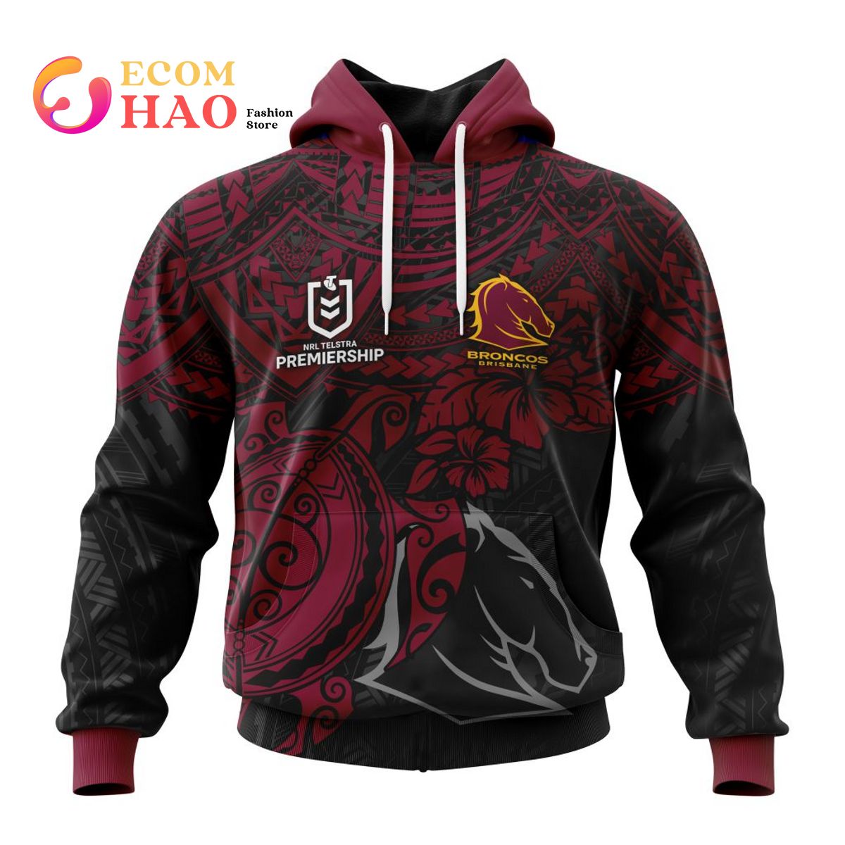 NRL Brisbane Broncos Polynesian 3D Hoodie