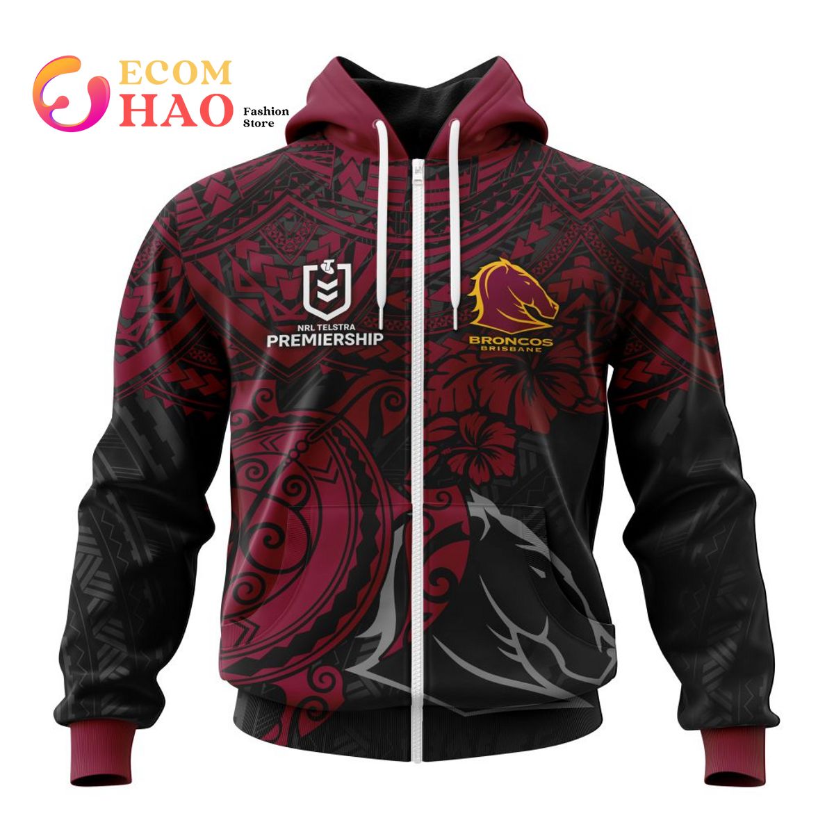 NRL Brisbane Broncos Polynesian 3D Hoodie