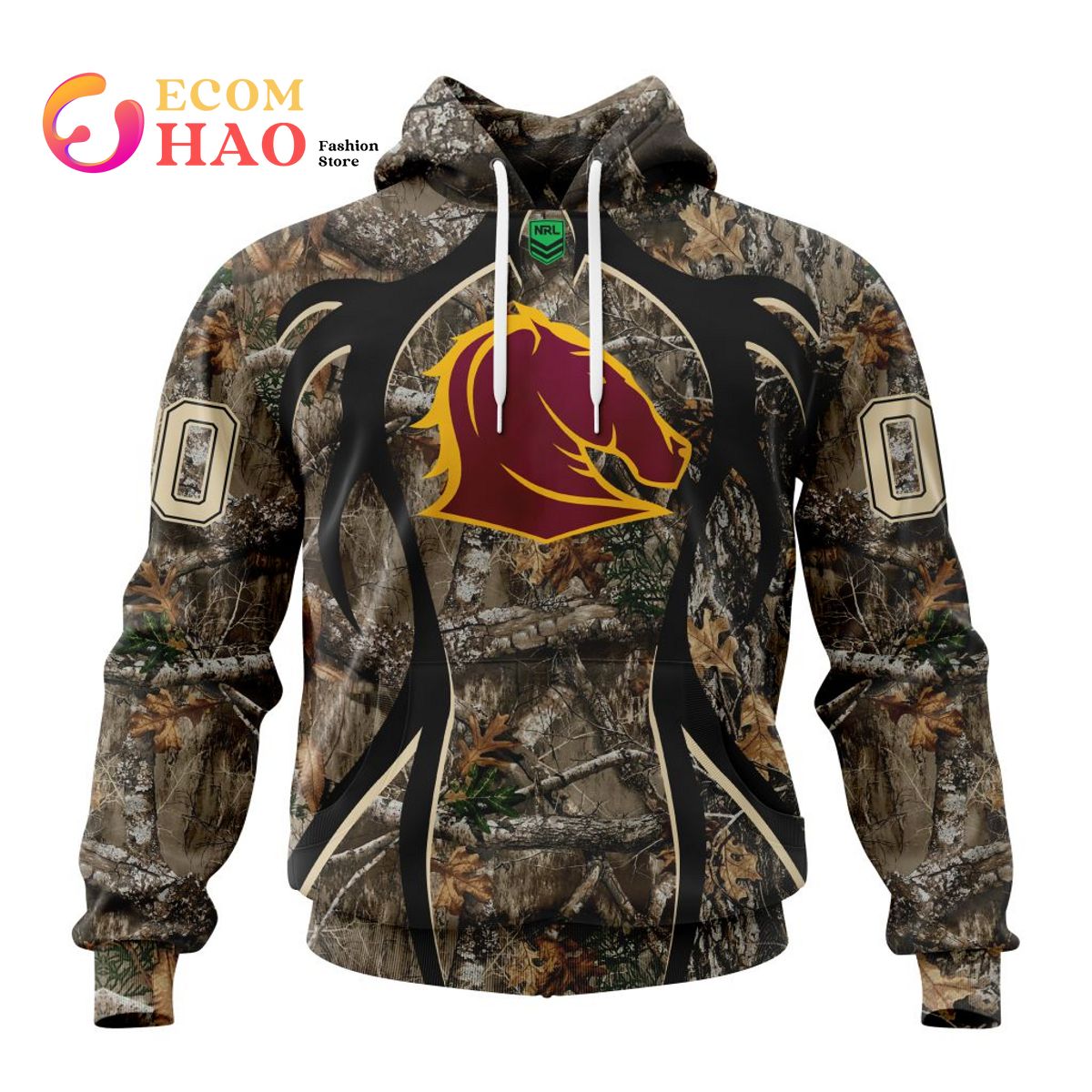 NRL Brisbane Broncos Specialized 2202 Hunting Camo 3D Hoodie