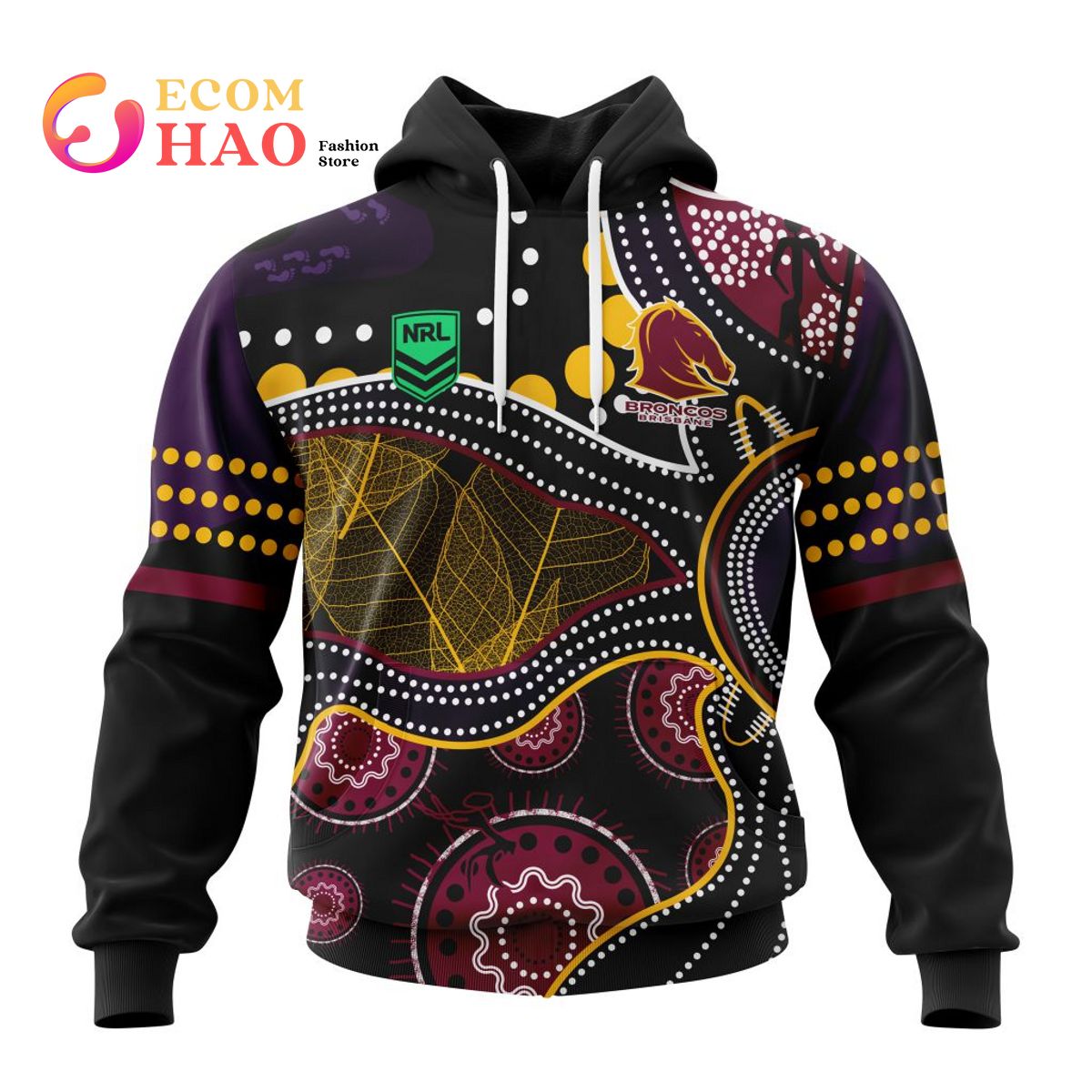 NRL Brisbane Broncos Specialized Indigenous 3D Hoodies