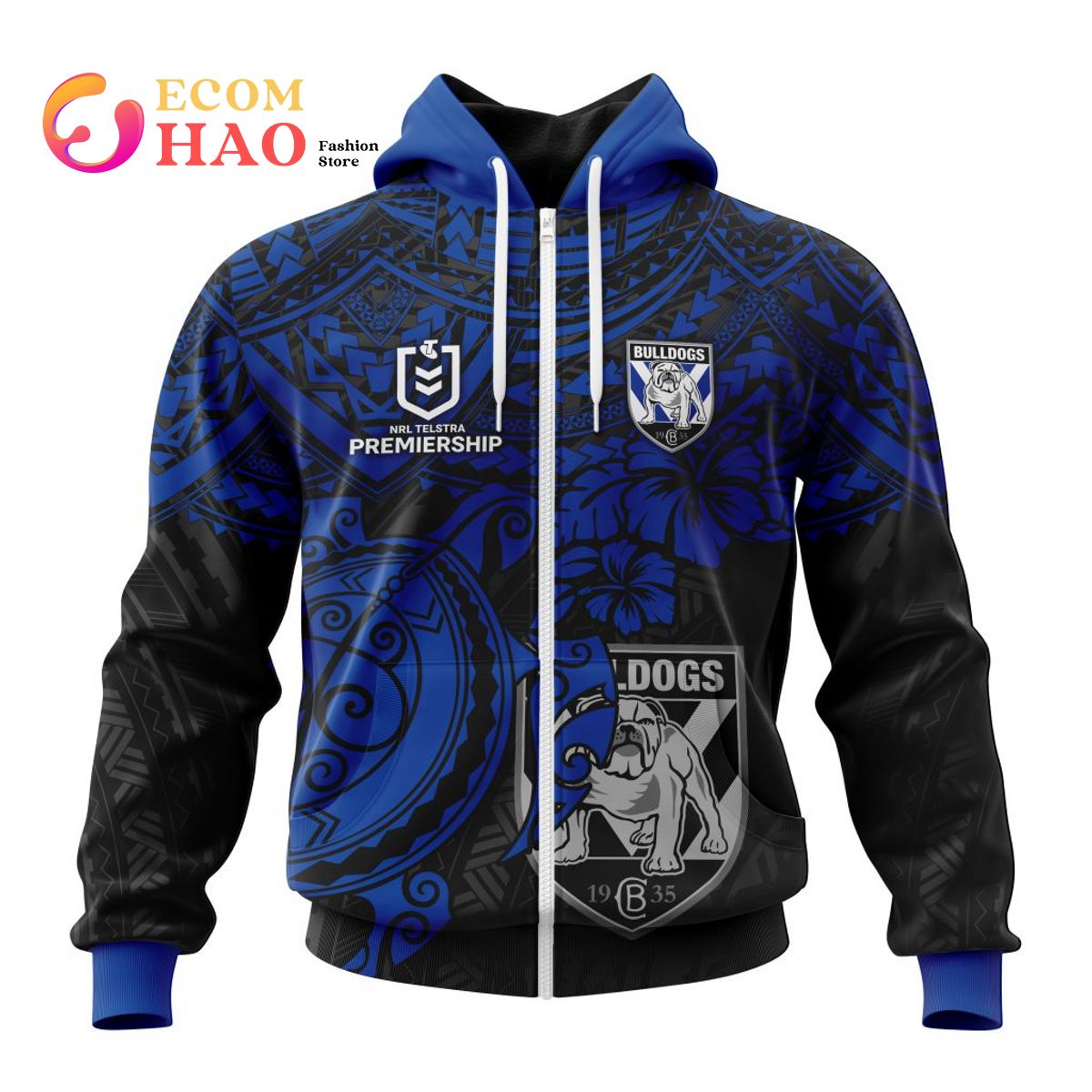 NRL Canterbury Bankstown Bulldogs Polynesian 3D Hoodie