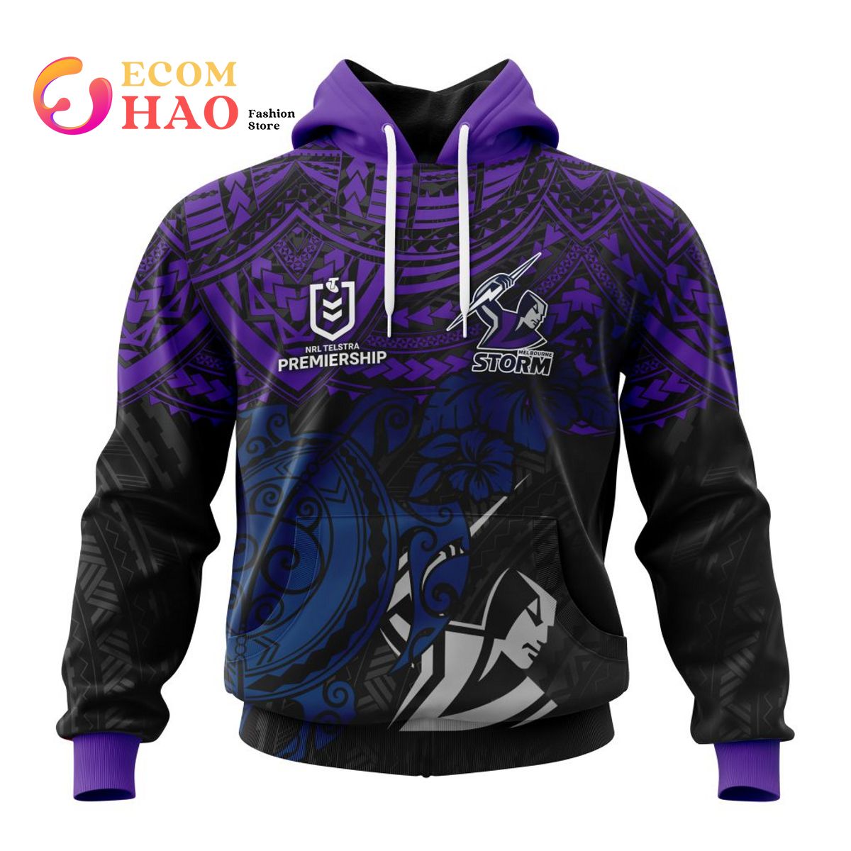 NRL Melbourne Storm Polynesian 3D Hoodie