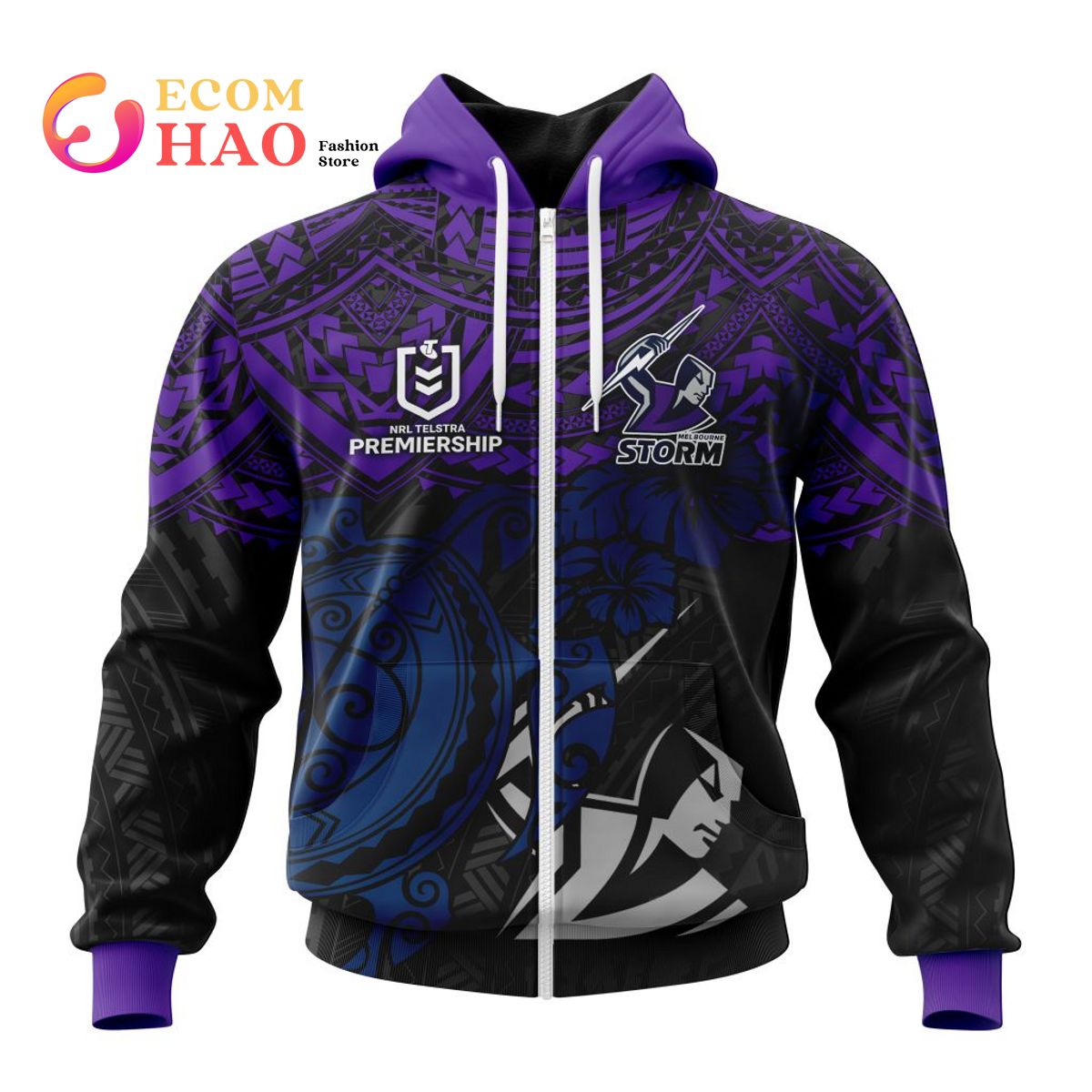 NRL Melbourne Storm Polynesian 3D Hoodie