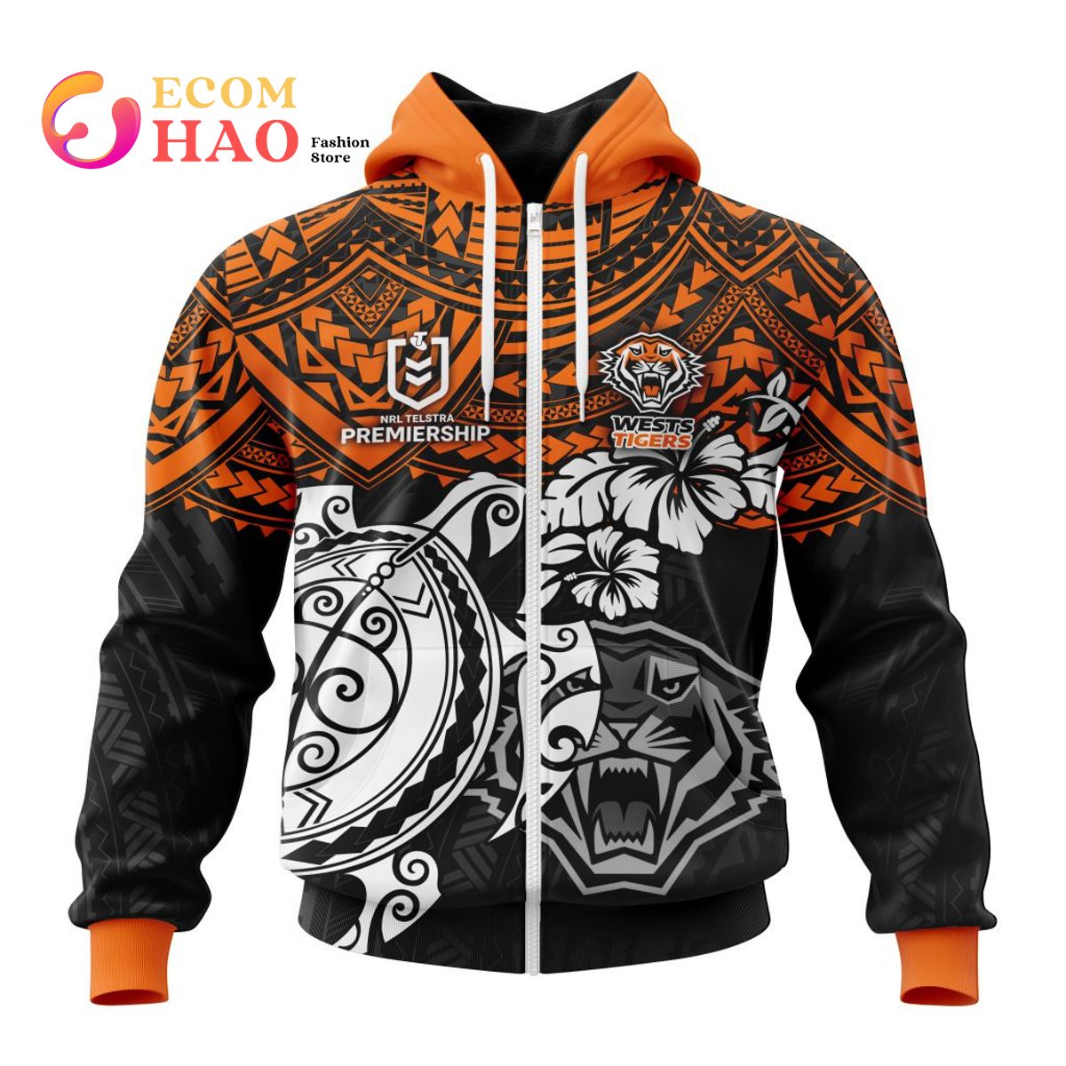 NRL Wests Tigers Polynesian 3D Hoodie