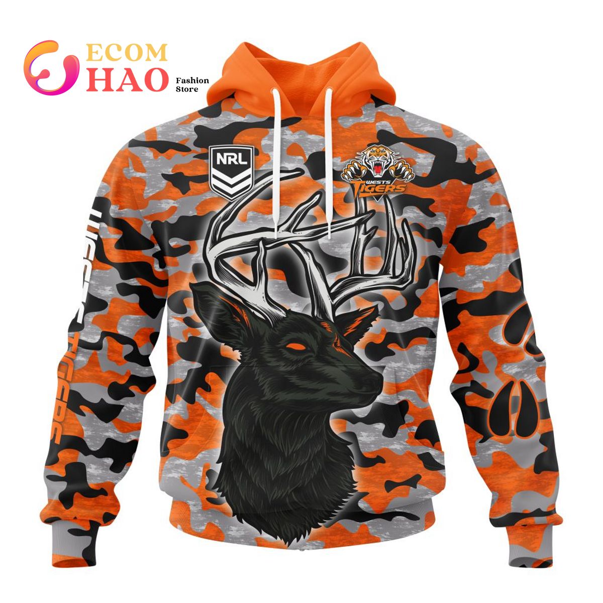 NRL Wests TigersSpecial Camo Deer Hunting 3D Hoodie