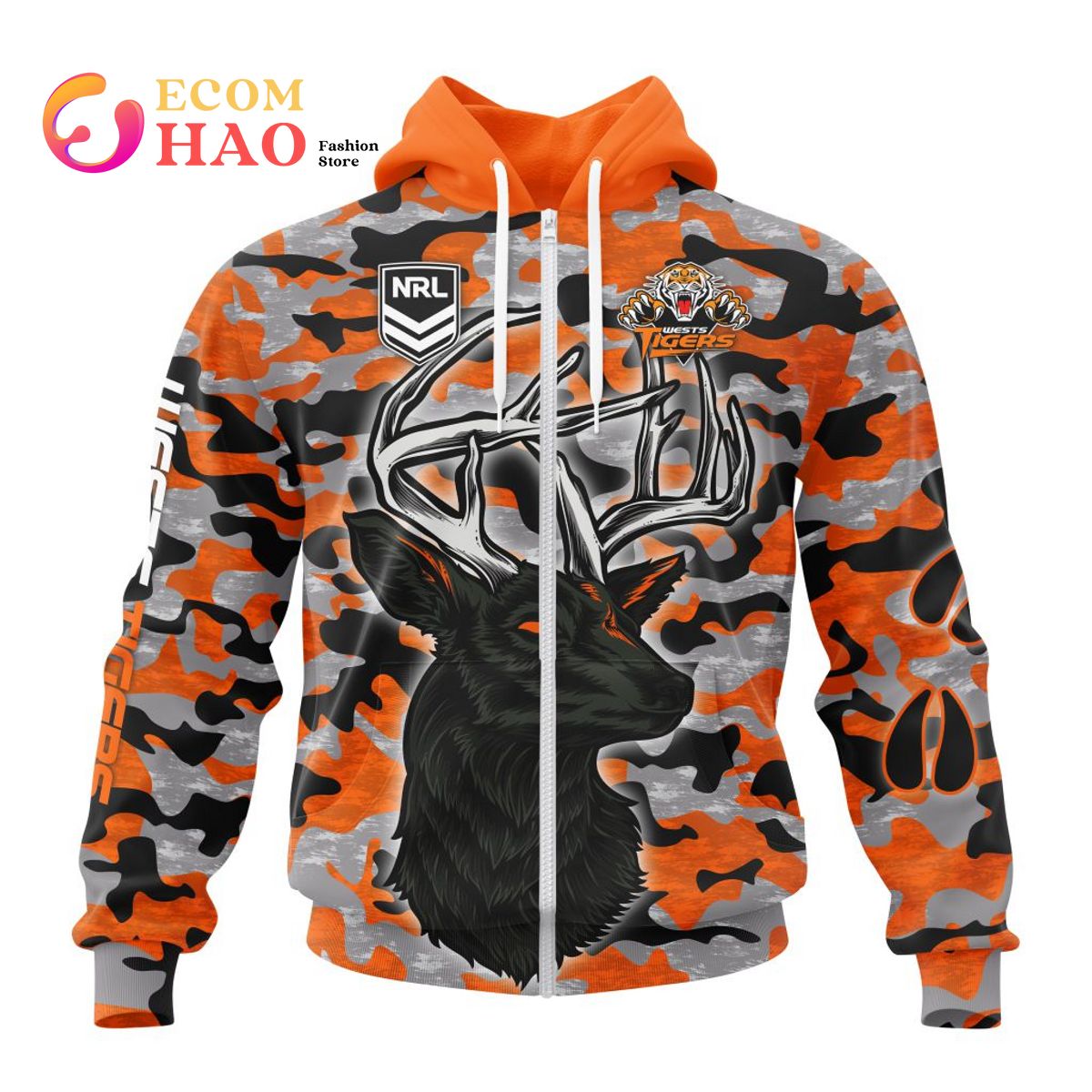 NRL Wests TigersSpecial Camo Deer Hunting 3D Hoodie