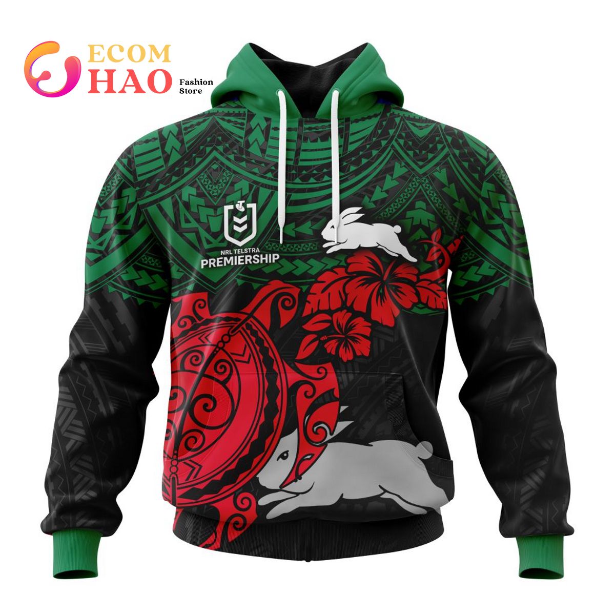 South Sydney Rabbitohs Polynesian 3D Hoodie