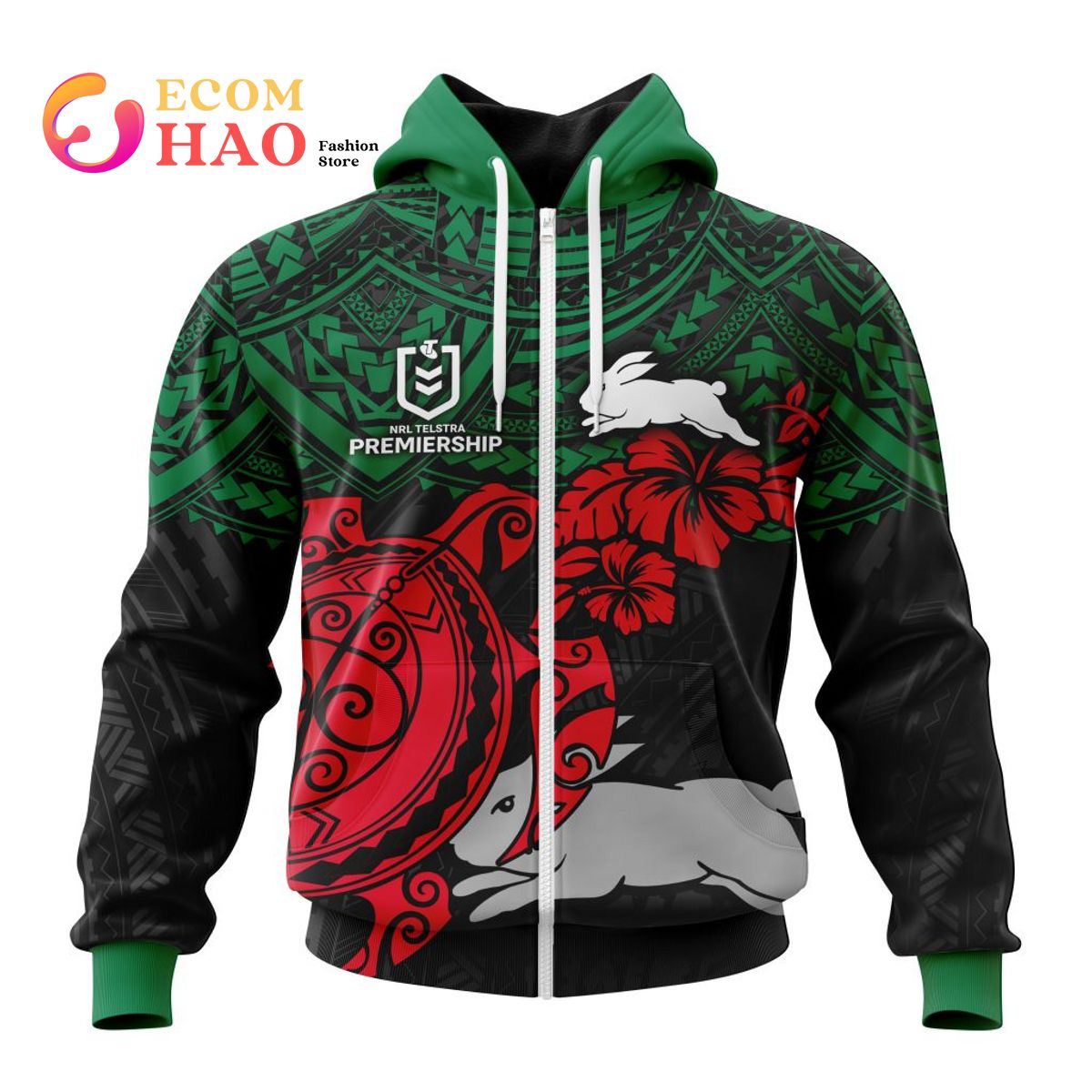 South Sydney Rabbitohs Polynesian 3D Hoodie