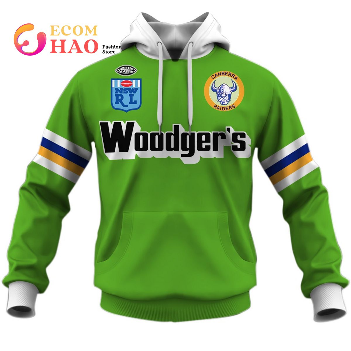 Canberra Raiders 1989 WOODGERS ARL NRL Vintage Retro Heritage 3D Hoodie