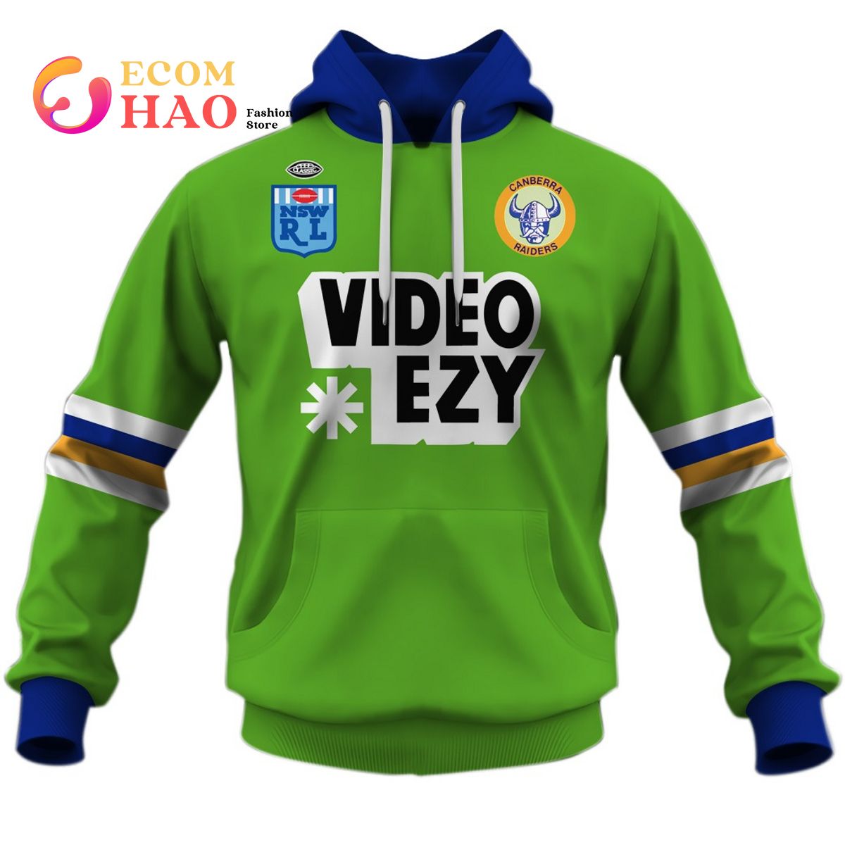 Canberra Raiders 1990 Video Ezy ARL NRL Vintage Retro Heritage 3D Hoodie