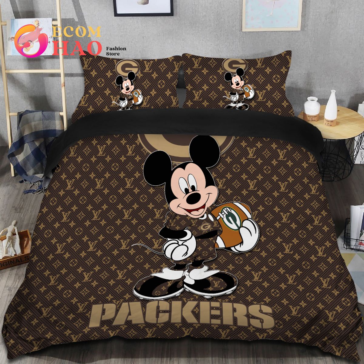 Funny Gift Shop Merry Christmas Green Bay Packers Bedding Sets