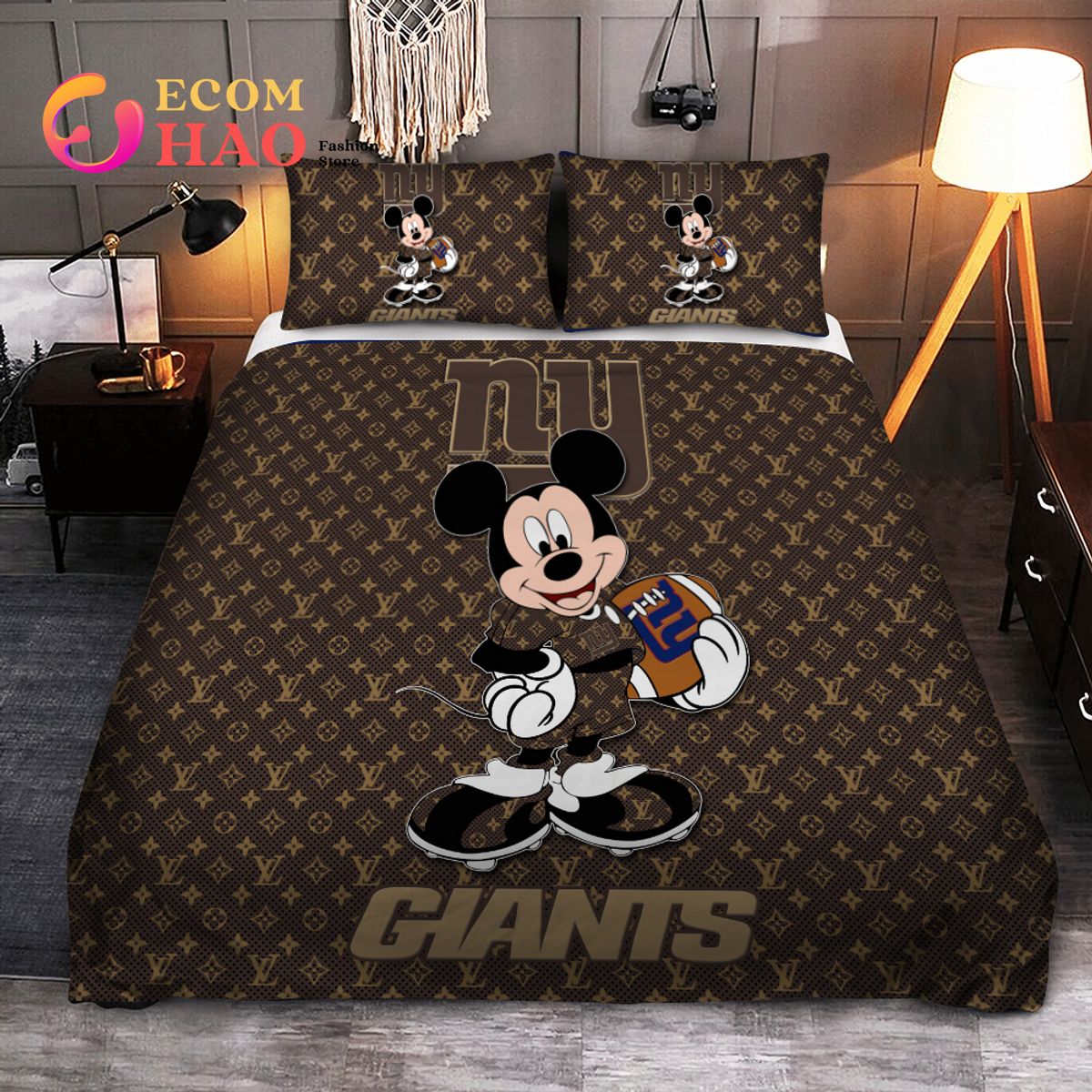 NFL New York Jets Bedding Set Mickey Louis Vuiton - Ecomhao Store