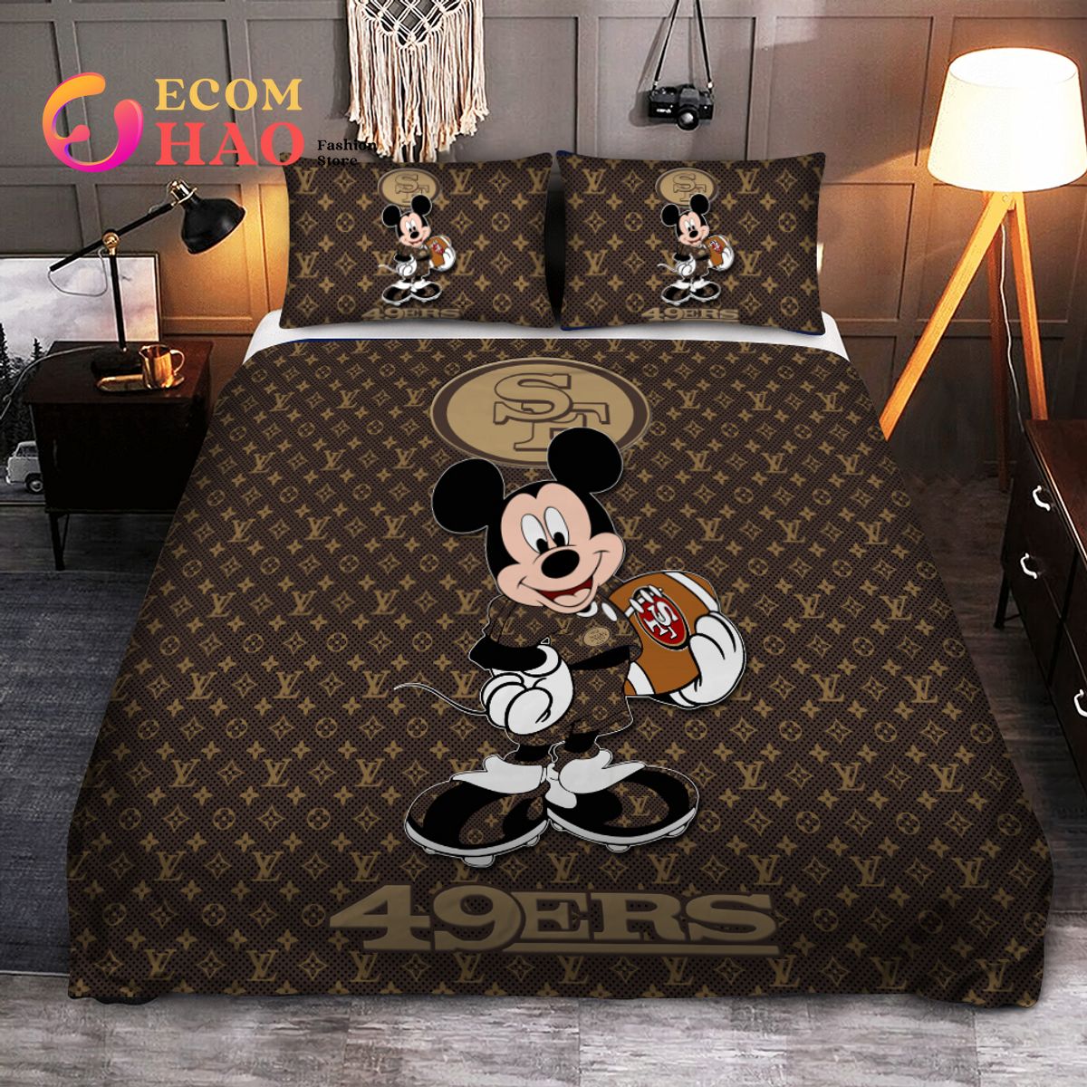 NFL San Francisco 49ers Bedding Set Mickey Louis Vuiton