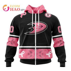 NHL Anaheim Ducks Specialized Design In Classic Style With Paisley! In October We Wear Pink Breast Cancer 3D Hoodie