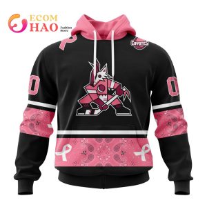 NHL Arizona Coyotes Specialized Design In Classic Style With Paisley! In October We Wear Pink Breast Cancer 3D Hoodie