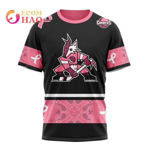 NHL Arizona Coyotes Specialized Design In Classic Style With Paisley! In October We Wear Pink Breast Cancer 3D Hoodie
