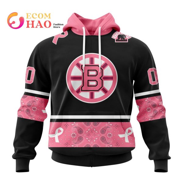 NHL Boston Bruins Specialized Design In Classic Style With Paisley! In October We Wear Pink Breast Cancer 3D Hoodie