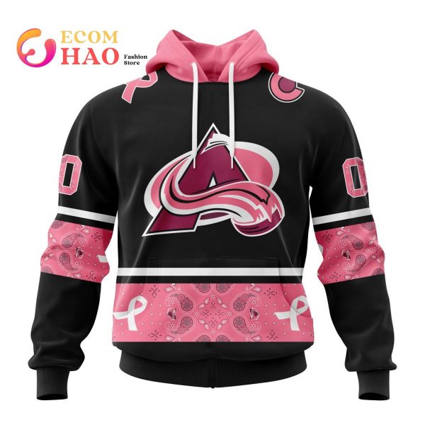NHL Colorado Avalanche Specialized Design In Classic Style With Paisley! In October We Wear Pink Breast Cancer 3D Hoodie