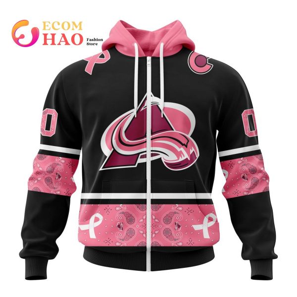 NHL Colorado Avalanche Specialized Design In Classic Style With Paisley! In October We Wear Pink Breast Cancer 3D Hoodie
