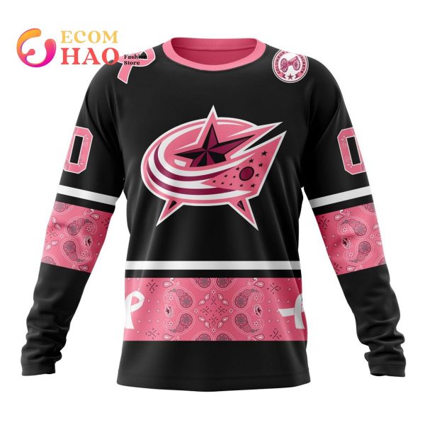 NHL Columbus Blue Jackets Specialized Design In Classic Style With Paisley! In October We Wear Pink Breast Cancer 3D Hoodie