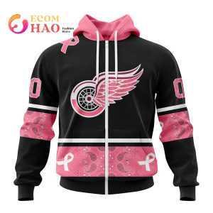 NHL Detroit Red Wings Specialized Design In Classic Style With Paisley! In October We Wear Pink Breast Cancer 3D Hoodie