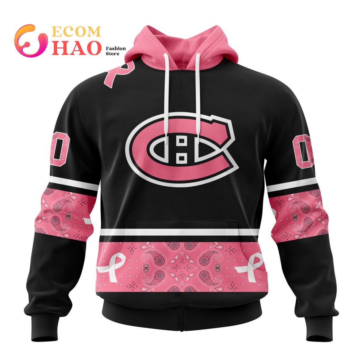 NHL Montreal Canadiens Specialized Design In Classic Style With Paisley! In October We Wear Pink Breast Cancer 3D Hoodie