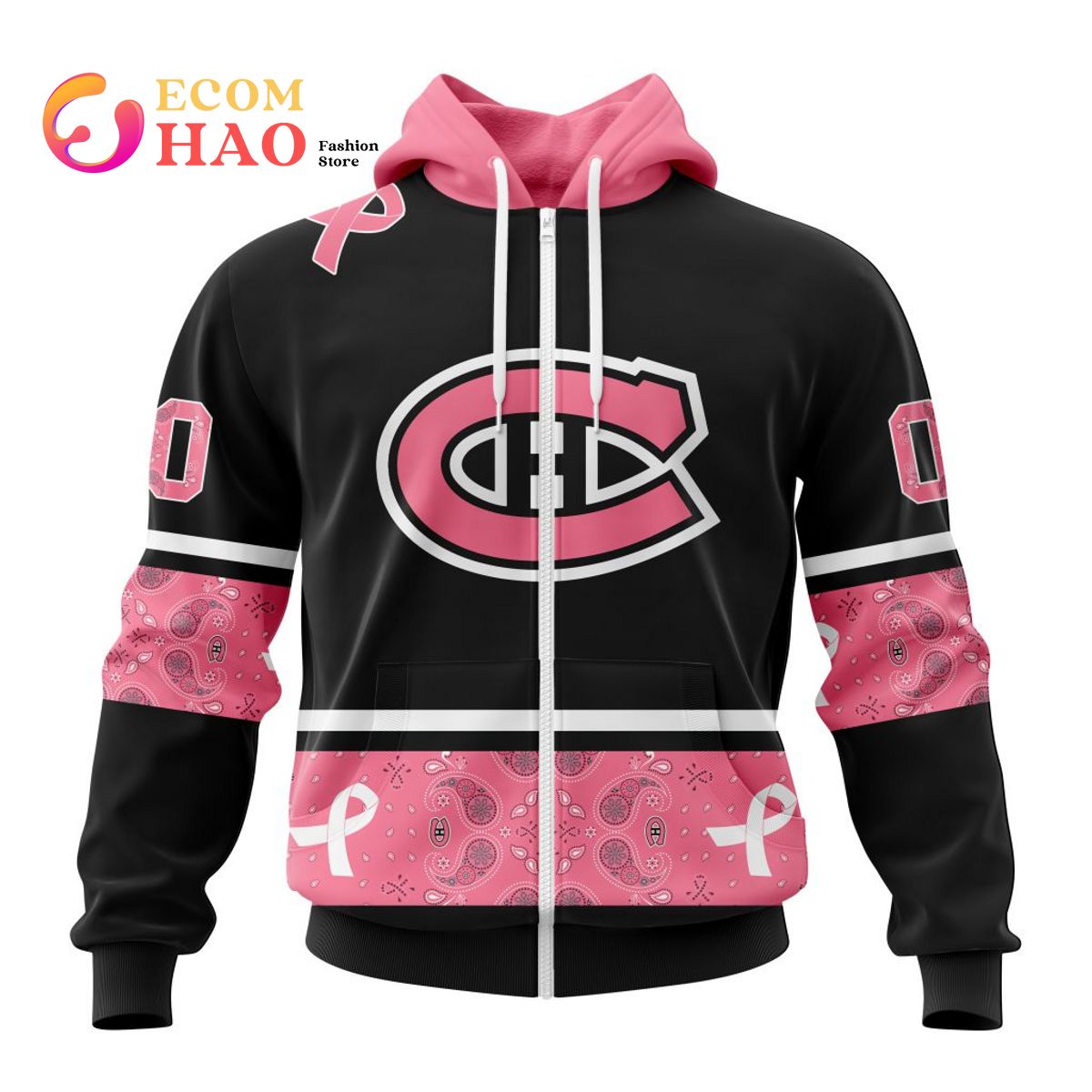 NHL Montreal Canadiens Specialized Design In Classic Style With Paisley! In October We Wear Pink Breast Cancer 3D Hoodie