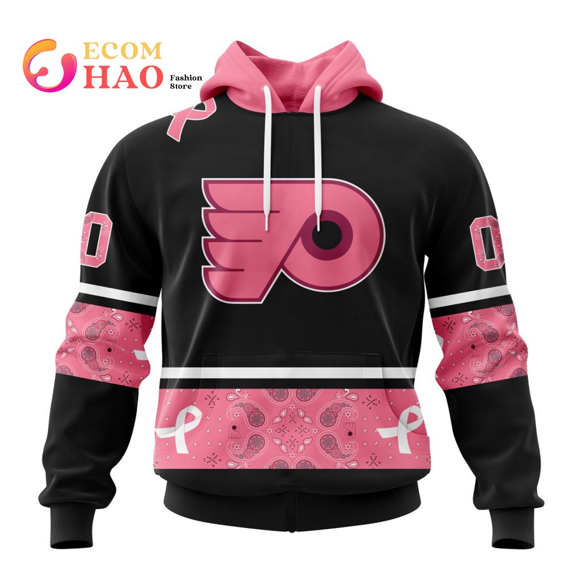 NHL Philadelphia Flyers Specialized Design In Classic Style With Paisley! In October We Wear Pink Breast Cancer 3D Hoodie