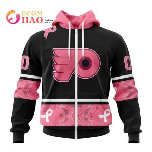 NHL Philadelphia Flyers Specialized Design In Classic Style With Paisley! In October We Wear Pink Breast Cancer 3D Hoodie