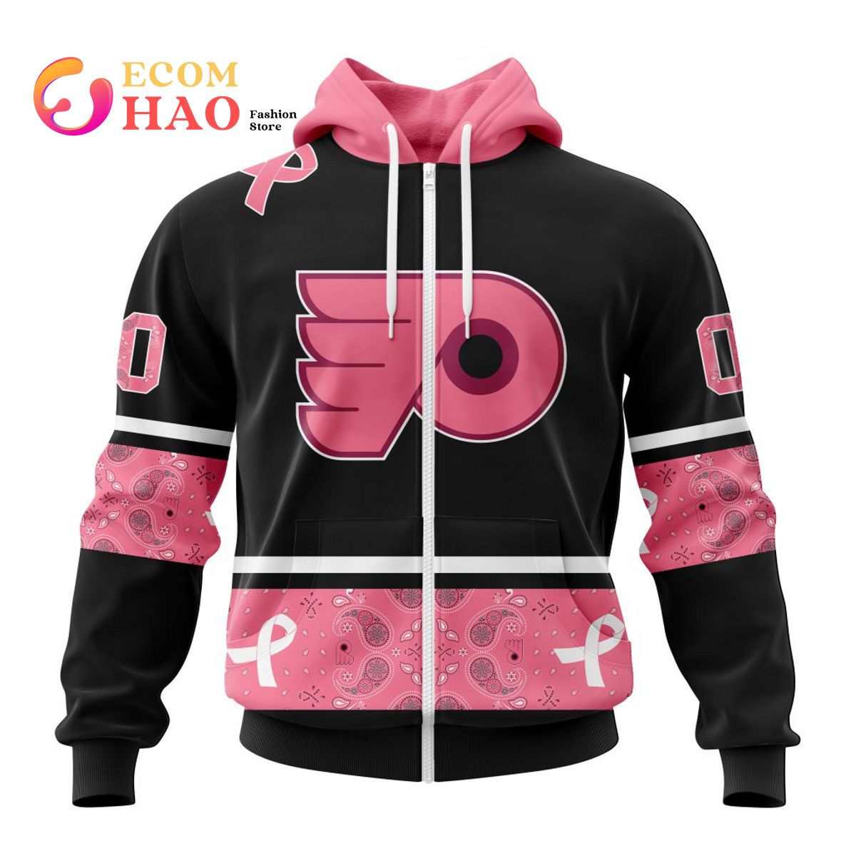 NHL Philadelphia Flyers Specialized Design In Classic Style With Paisley! In October We Wear Pink Breast Cancer 3D Hoodie