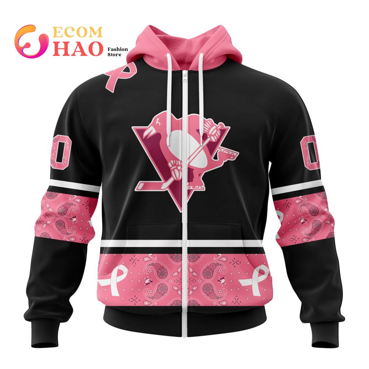 NHL Pittsburgh Penguins Specialized Design In Classic Style With Paisley! In October We Wear Pink Breast Cancer 3D Hoodie