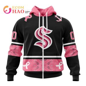 NHL Seattle Kraken Specialized Design In Classic Style With Paisley! In October We Wear Pink Breast Cancer 3D Hoodie