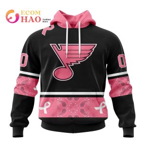 NHL St. Louis Blues Specialized Design In Classic Style With Paisley! In October We Wear Pink Breast Cancer 3D Hoodie