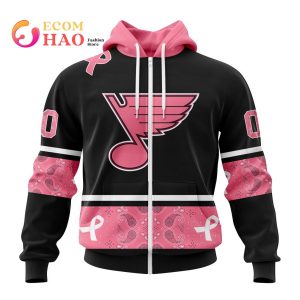 NHL St. Louis Blues Specialized Design In Classic Style With Paisley! In October We Wear Pink Breast Cancer 3D Hoodie