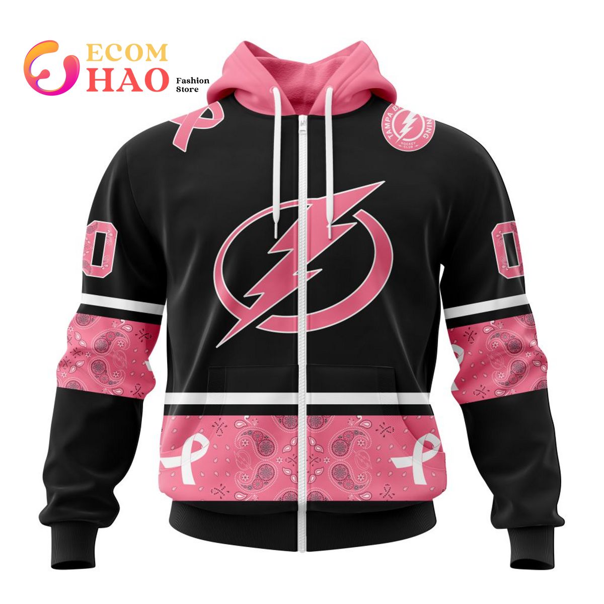 NHL Tampa Bay Lightning Specialized Design In Classic Style With Paisley! In October We Wear Pink Breast Cancer 3D Hoodie