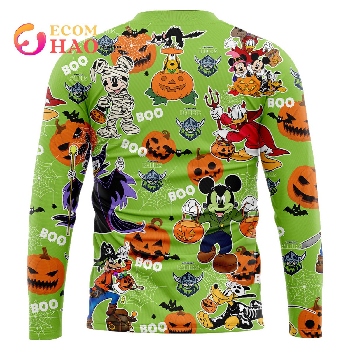 Canberra Raiders Mickey With Friends Happy Halloween 3D Hoodie