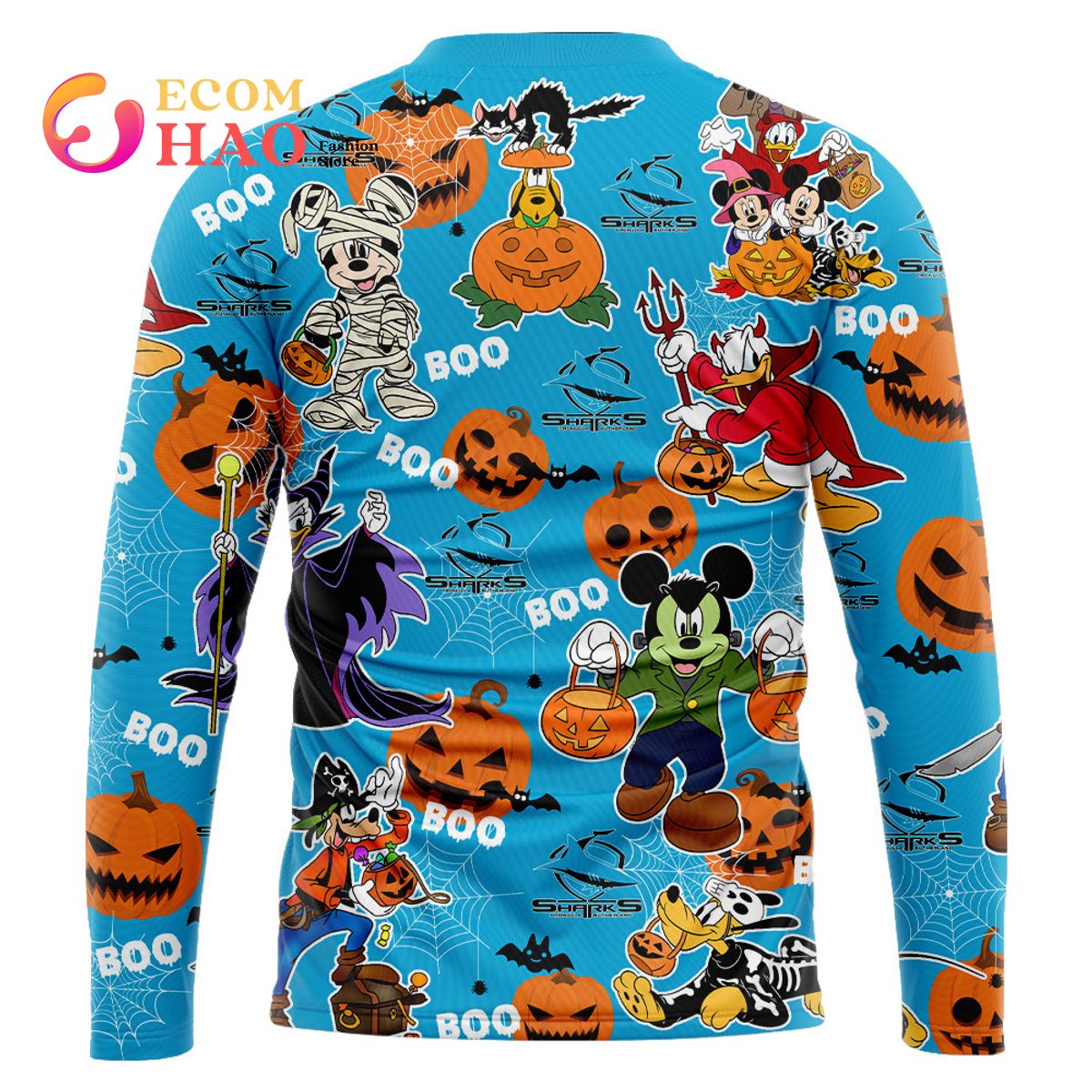 Cronulla Sutherland Sharks Mickey With Friends Happy Halloween 3D Hoodie