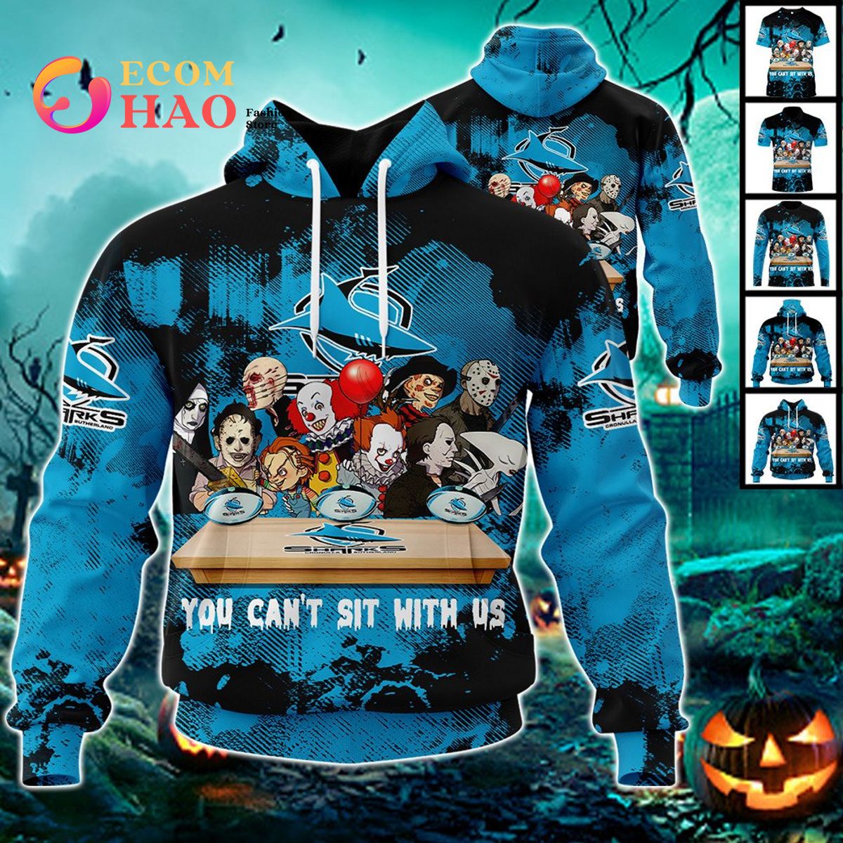 Cronulla Sutherland Sharks You Can’t Sit With Us Horror Movies Style 3D Hoodie