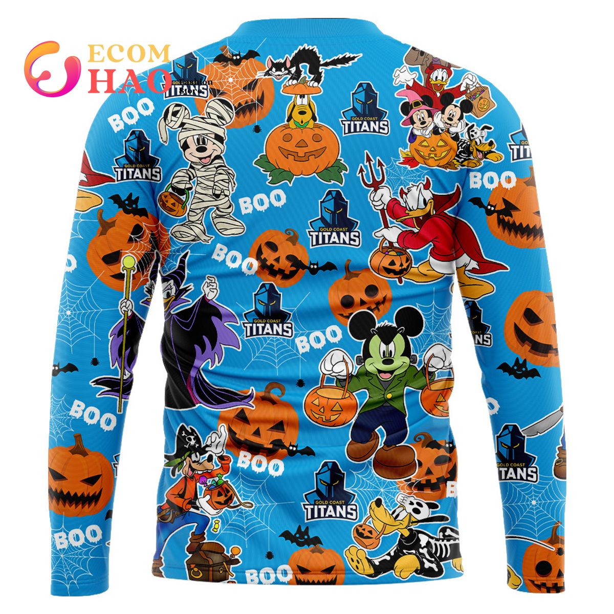 Gold Coast Titans Mickey With Friends Happy Halloween 3D Hoodie