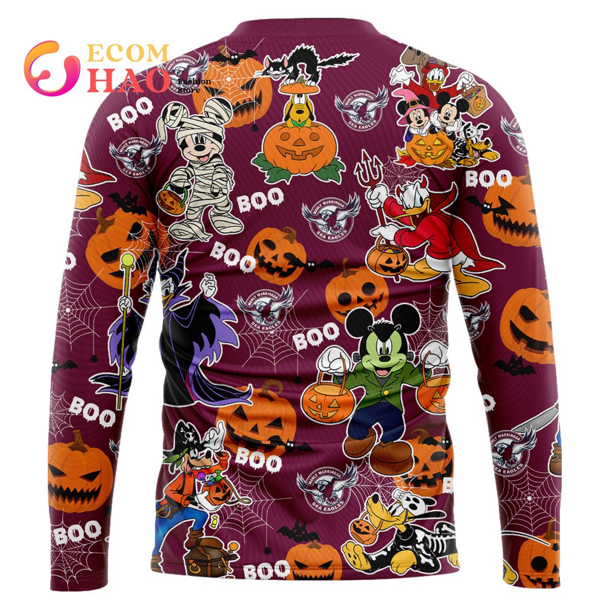 Manly Warringah Sea Eagles Mickey With Friends Happy Halloween 3D Hoodie