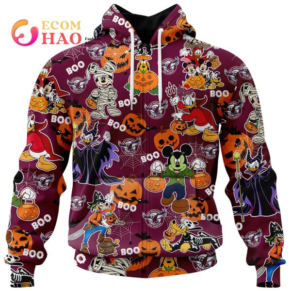 Manly Warringah Sea Eagles Mickey With Friends Happy Halloween 3D Hoodie