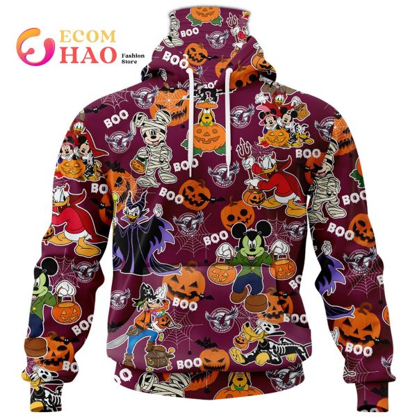 Manly Warringah Sea Eagles Mickey With Friends Happy Halloween 3D Hoodie
