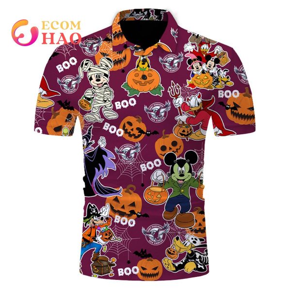 Manly Warringah Sea Eagles Mickey With Friends Happy Halloween 3D Hoodie