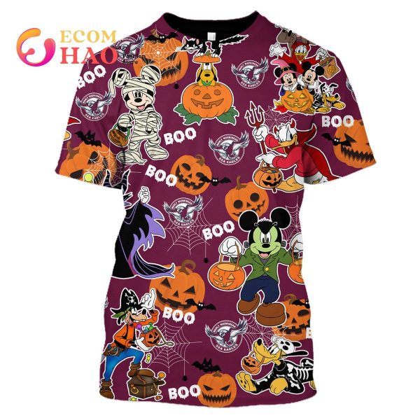 Manly Warringah Sea Eagles Mickey With Friends Happy Halloween 3D Hoodie