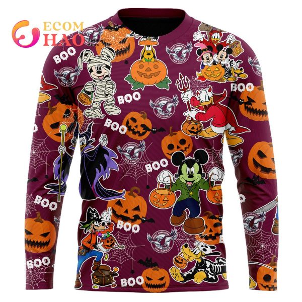 Manly Warringah Sea Eagles Mickey With Friends Happy Halloween 3D Hoodie