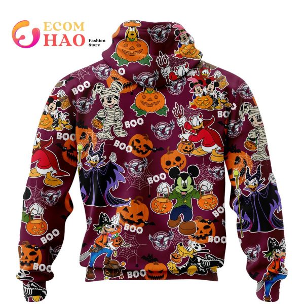 Manly Warringah Sea Eagles Mickey With Friends Happy Halloween 3D Hoodie