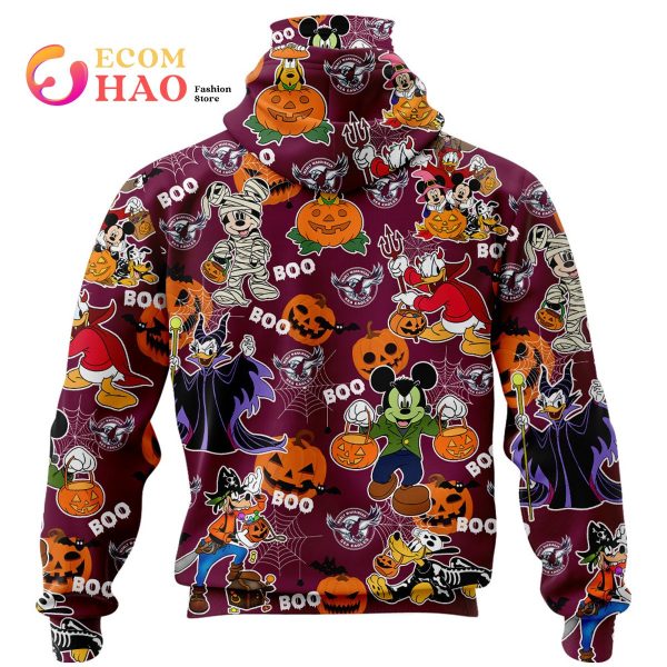 Manly Warringah Sea Eagles Mickey With Friends Happy Halloween 3D Hoodie