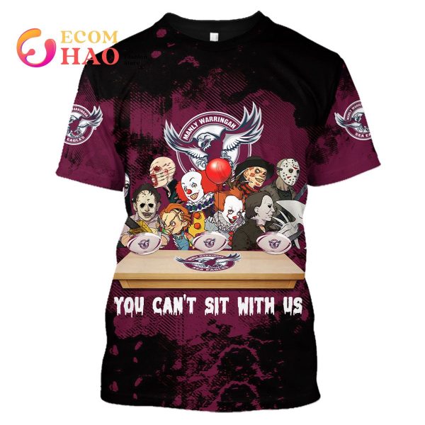 Manly Warringah Sea Eagles You Can’t Sit With Us Horror Movies Style 3D Hoodie